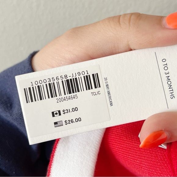 Janie & Jack Americana Flag Baby Polo Bodysuit Tomato Red Size 0-3 Months NEW - Picture 9 of 11